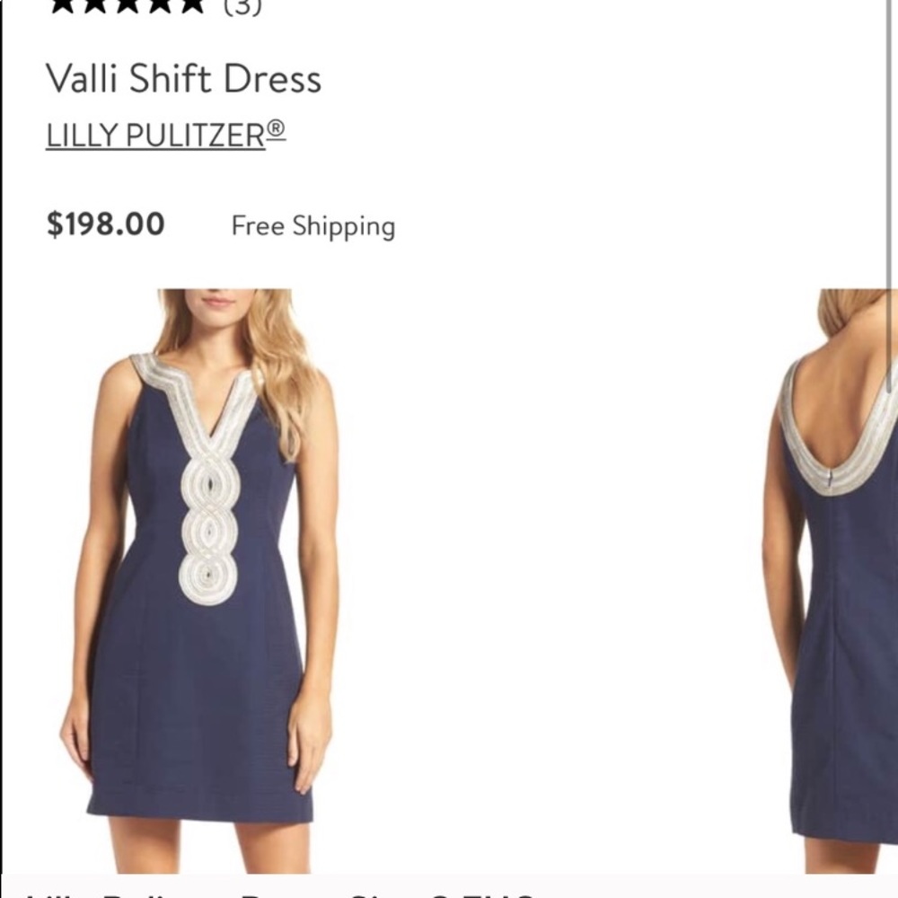 Lilly Pulitzer Valli Shift Navy Gold Sz 8